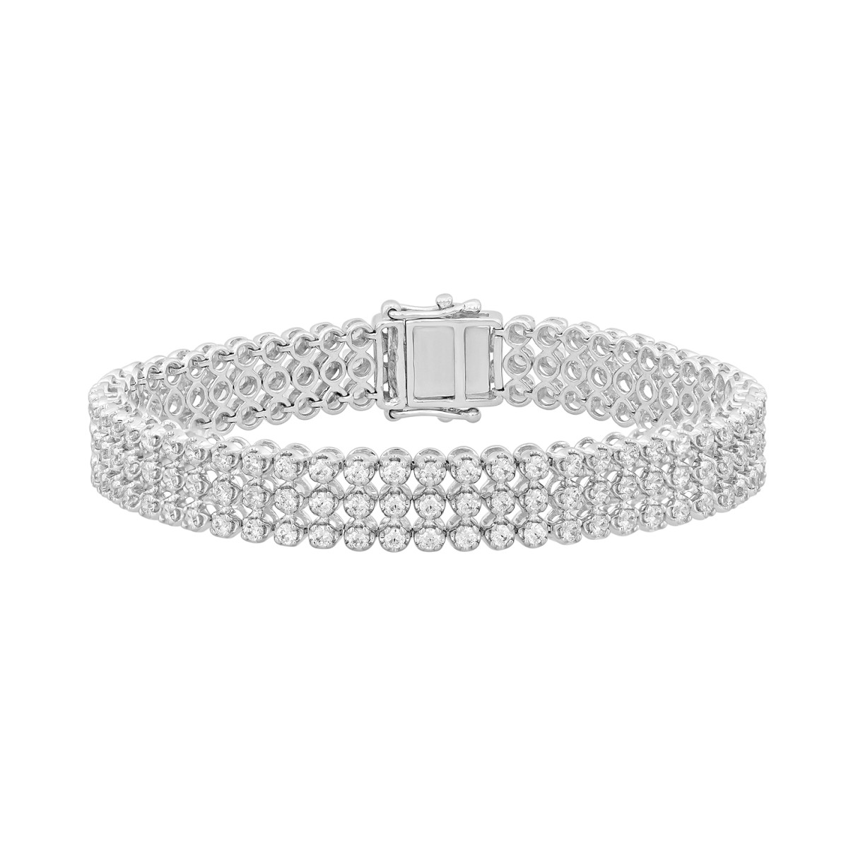 LADIES BRACELET 5CT ROUND DIAMOND 14K WHITE GOLD...