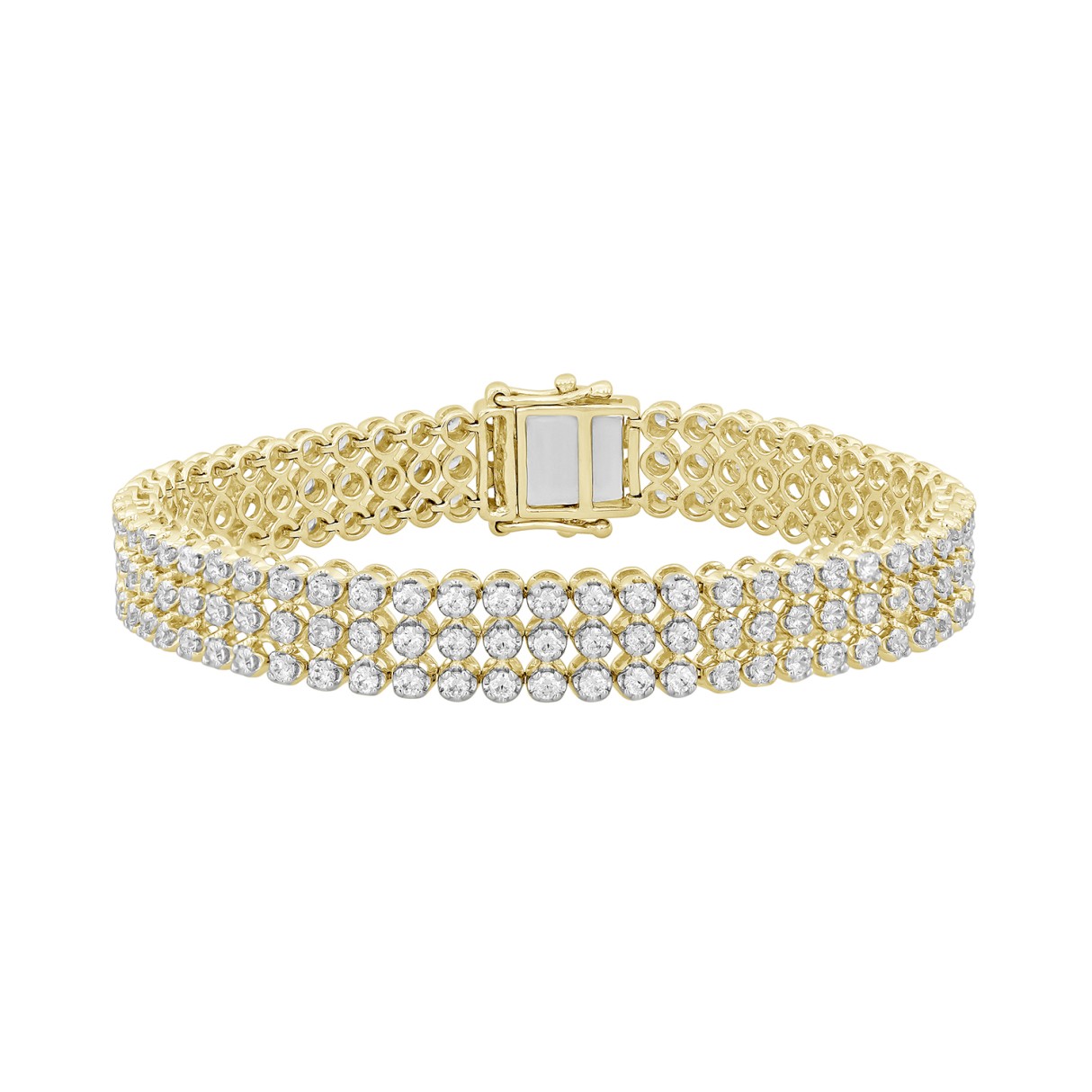 LADIES BRACELET 5CT ROUND DIAMOND 14K YELLOW GOLD...