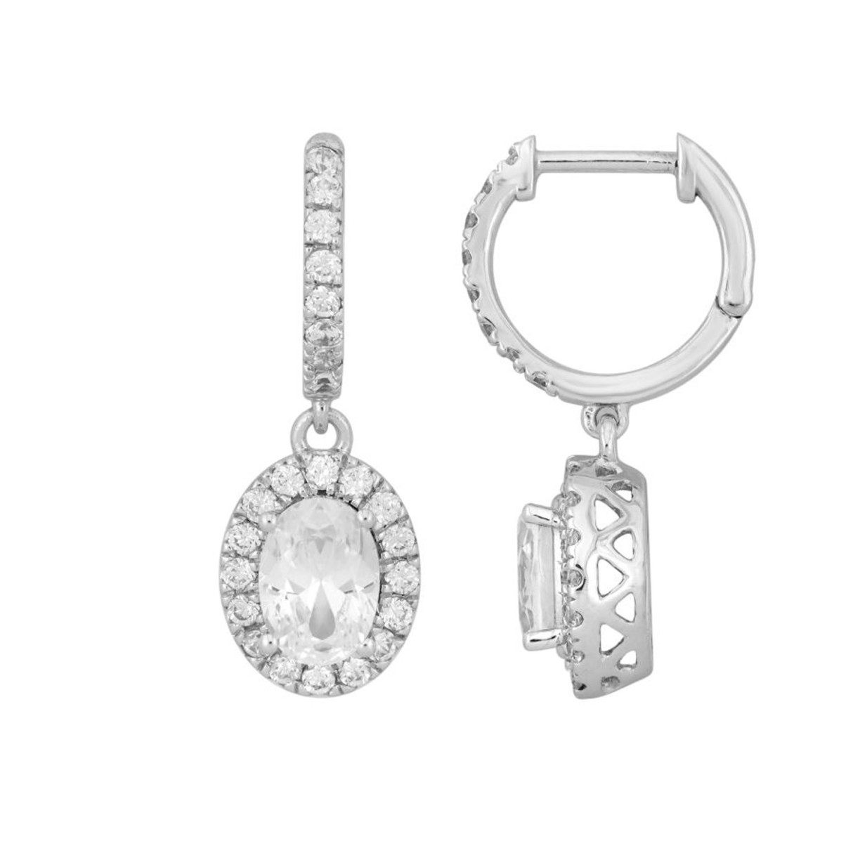 14K WHITE GOLD 2.00CT ROUND/OVAL DIAMOND LADIES EA...