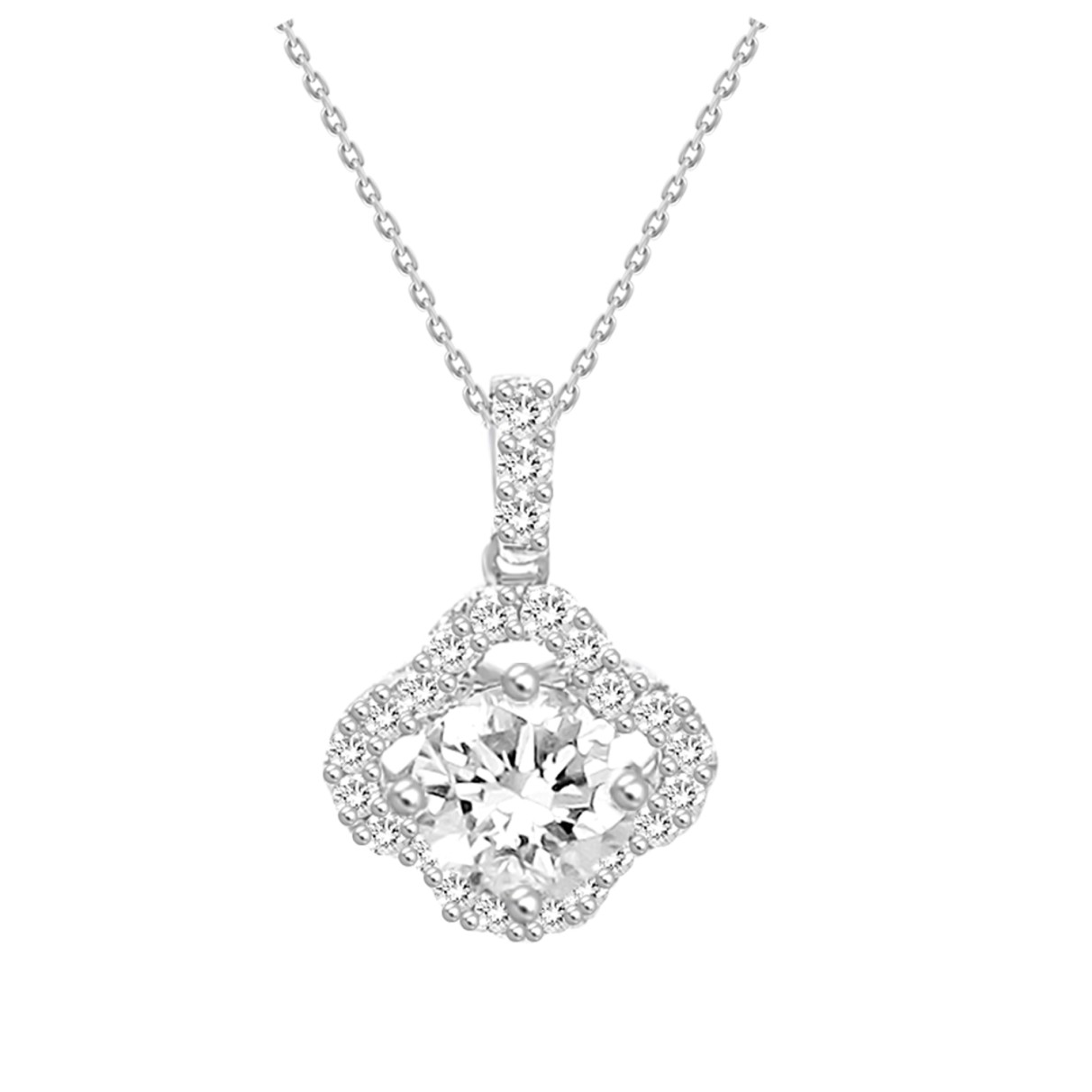 14K WHITE GOLD 1 1/4CT ROUND/DIAMOND LADIES PENDANT