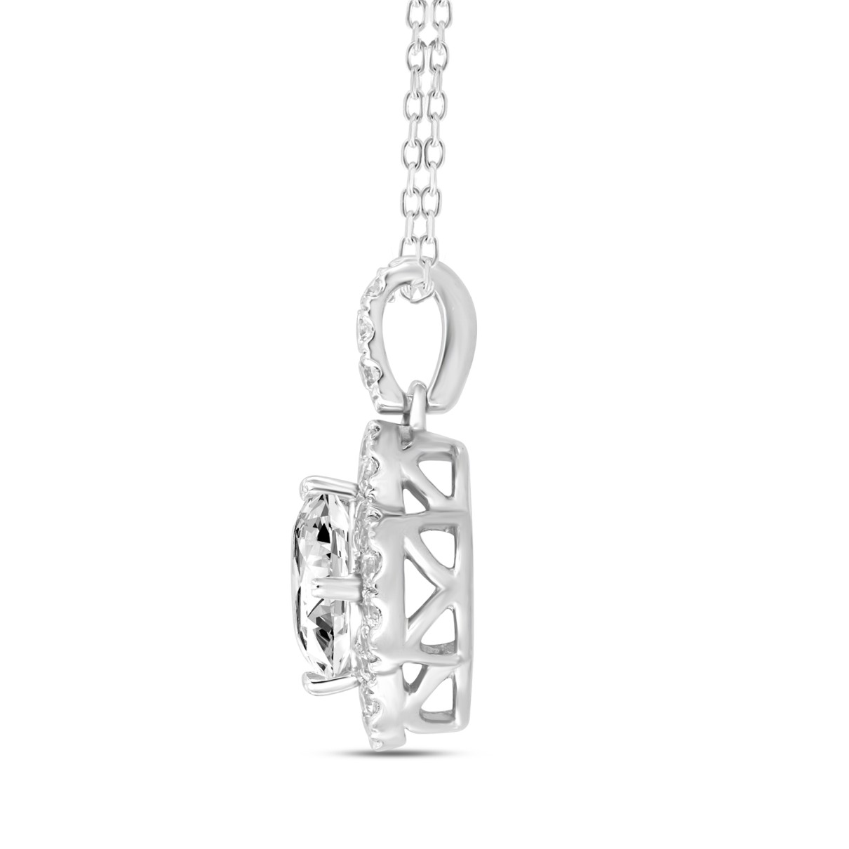 14K WHITE GOLD 1 1/4CT ROUND/DIAMOND LADIES PENDANT