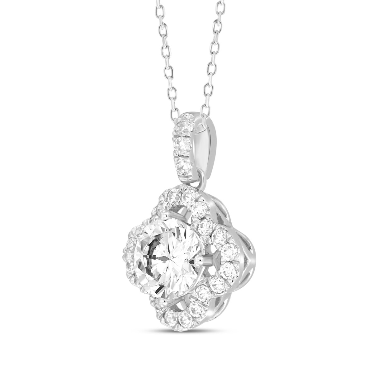 14K WHITE GOLD 1 1/4CT ROUND/DIAMOND LADIES PENDANT