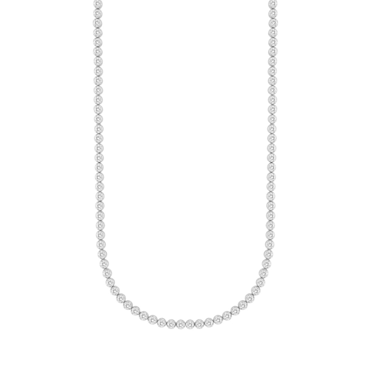 MENS NECKLACE 7CT ROUND DIAMOND 14K WHITE GOLD