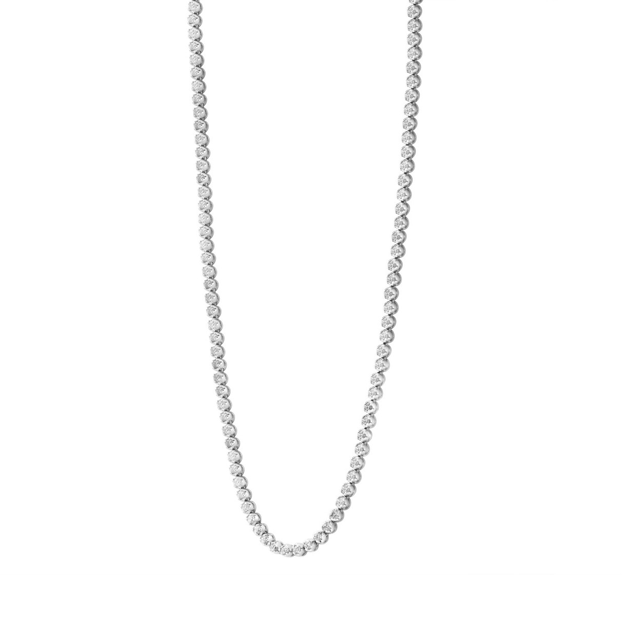 MENS NECKLACE 7CT ROUND DIAMOND 14K WHITE GOLD