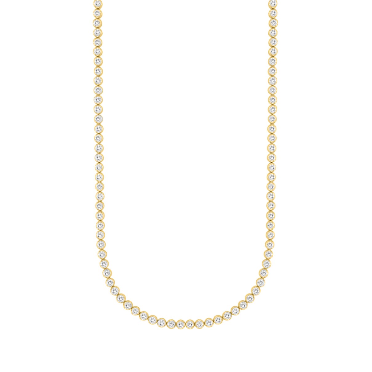 MENS NECKLACE 7CT ROUND DIAMOND 14K YELLOW GOLD 