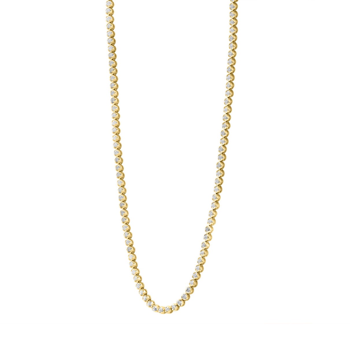 14K YELLOW GOLD 7 1/2CT 24 INCH ROUND DIAMOND MEN'S NECKLACE