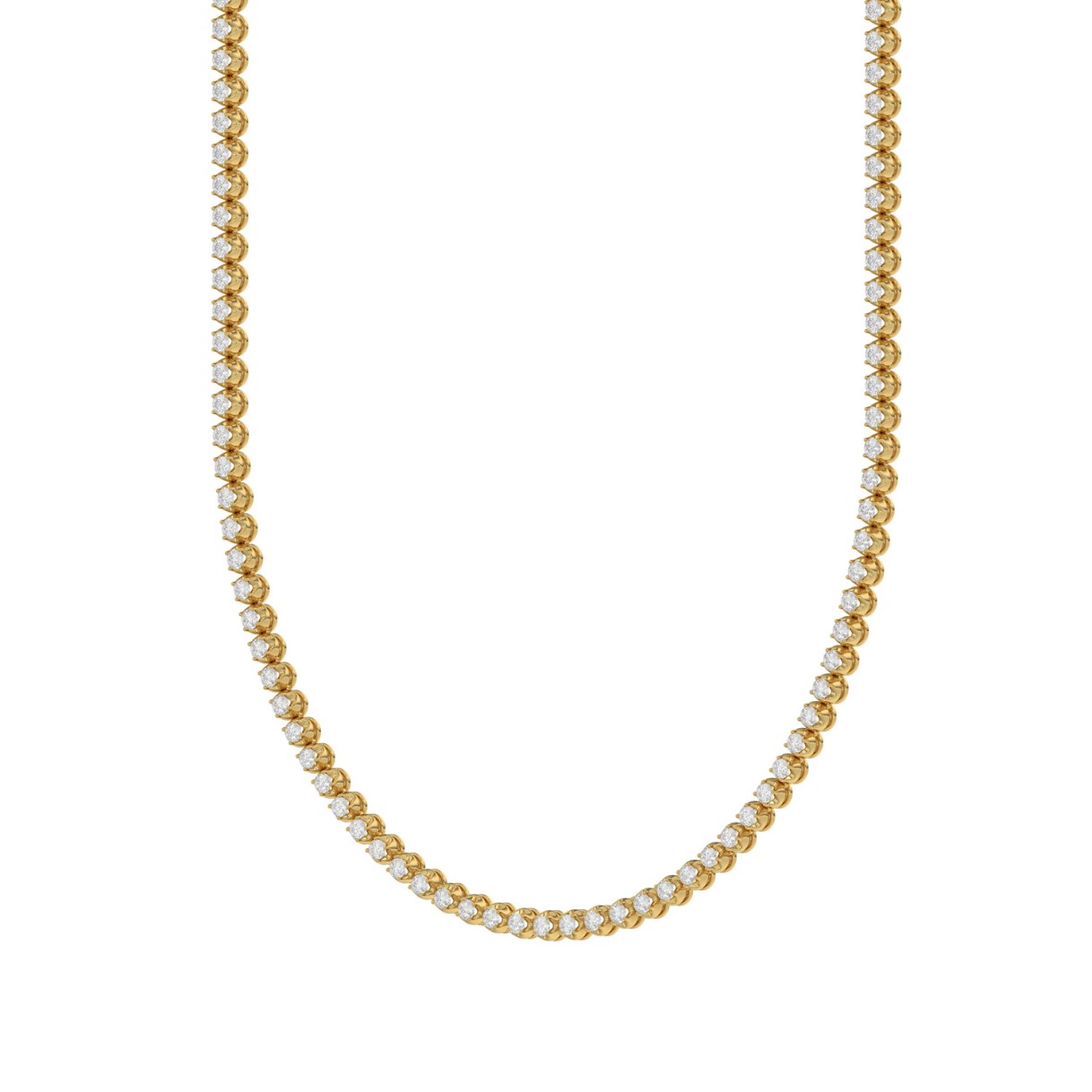 14K YELLOW GOLD 7 1/2CT 24 INCH ROUND DIAMOND MEN'S NECKLACE