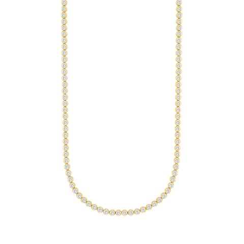 MENS NECKLACE 7CT ROUND DIAMOND 14K YELLOW GOLD 