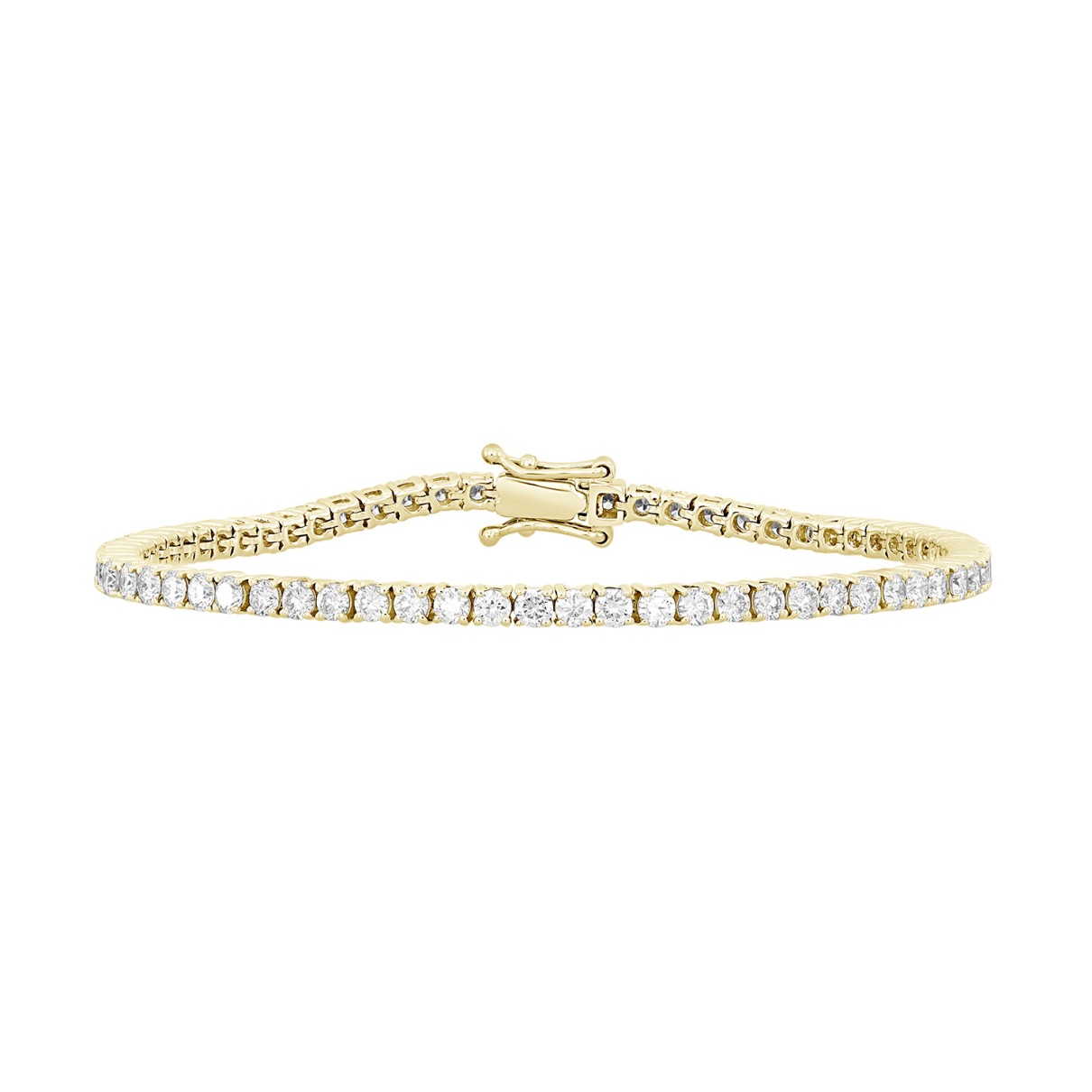 LADIES BRACELET 4CT ROUND DIAMOND 14K YELLOW GOLD...