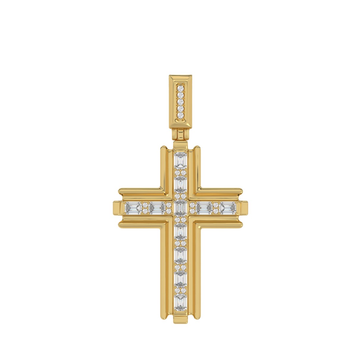 14K YELLOW GOLD 2.00CT ROUND/EMERALD DIAMOND MEN'S...