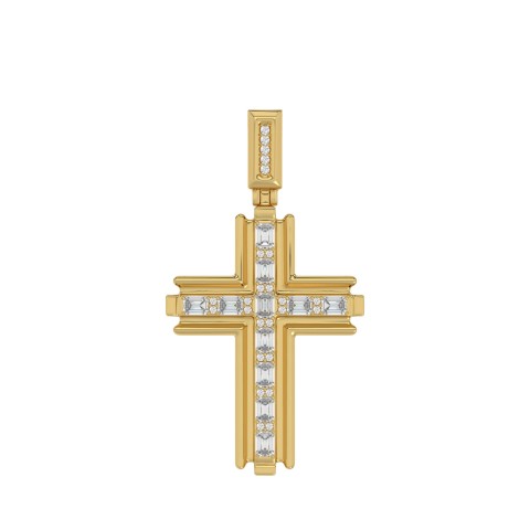 14K YELLOW GOLD 2.00CT ROUND/EMERALD DIAMOND MEN'S CHARM