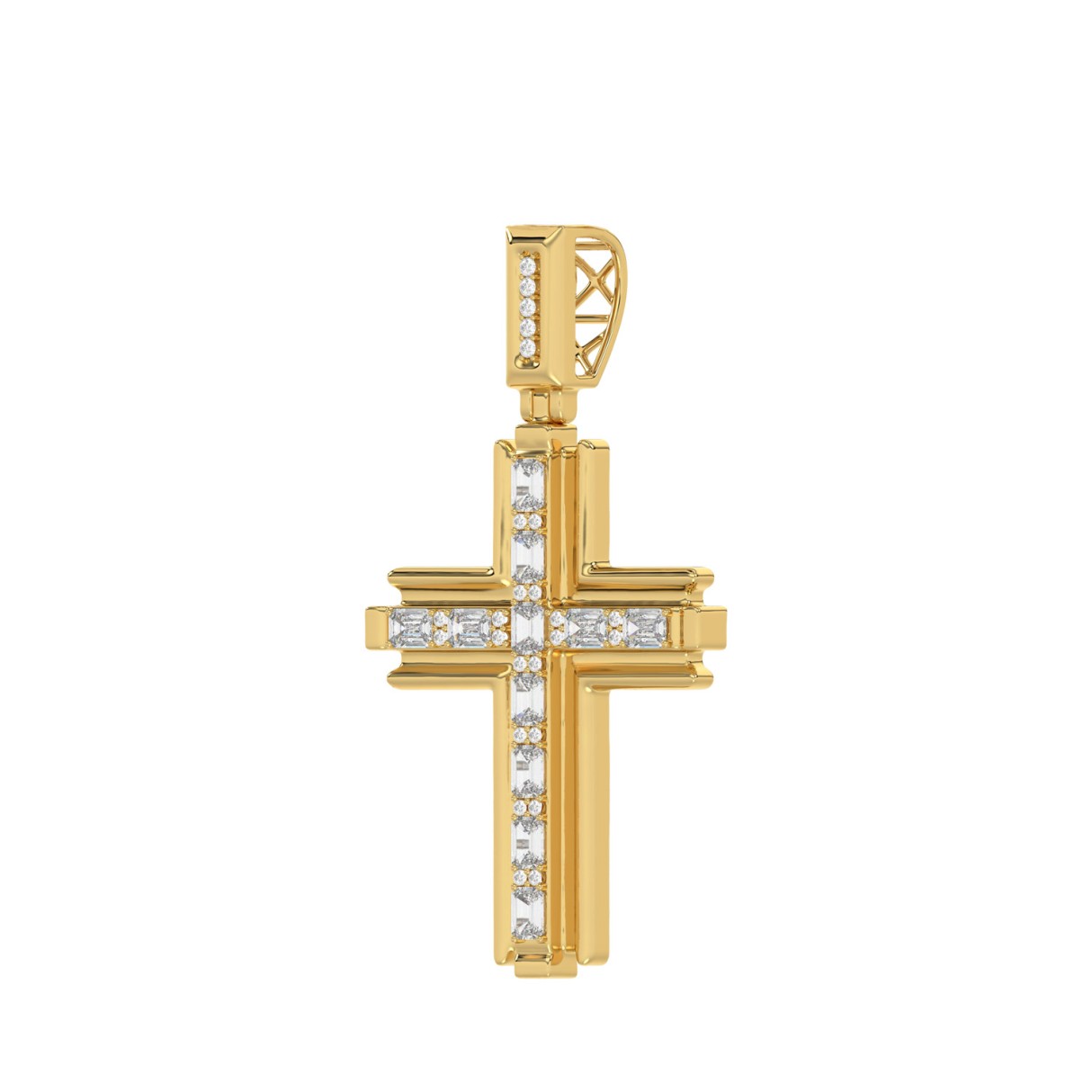 14K YELLOW GOLD 2.00CT ROUND/EMERALD DIAMOND MEN'S CHARM