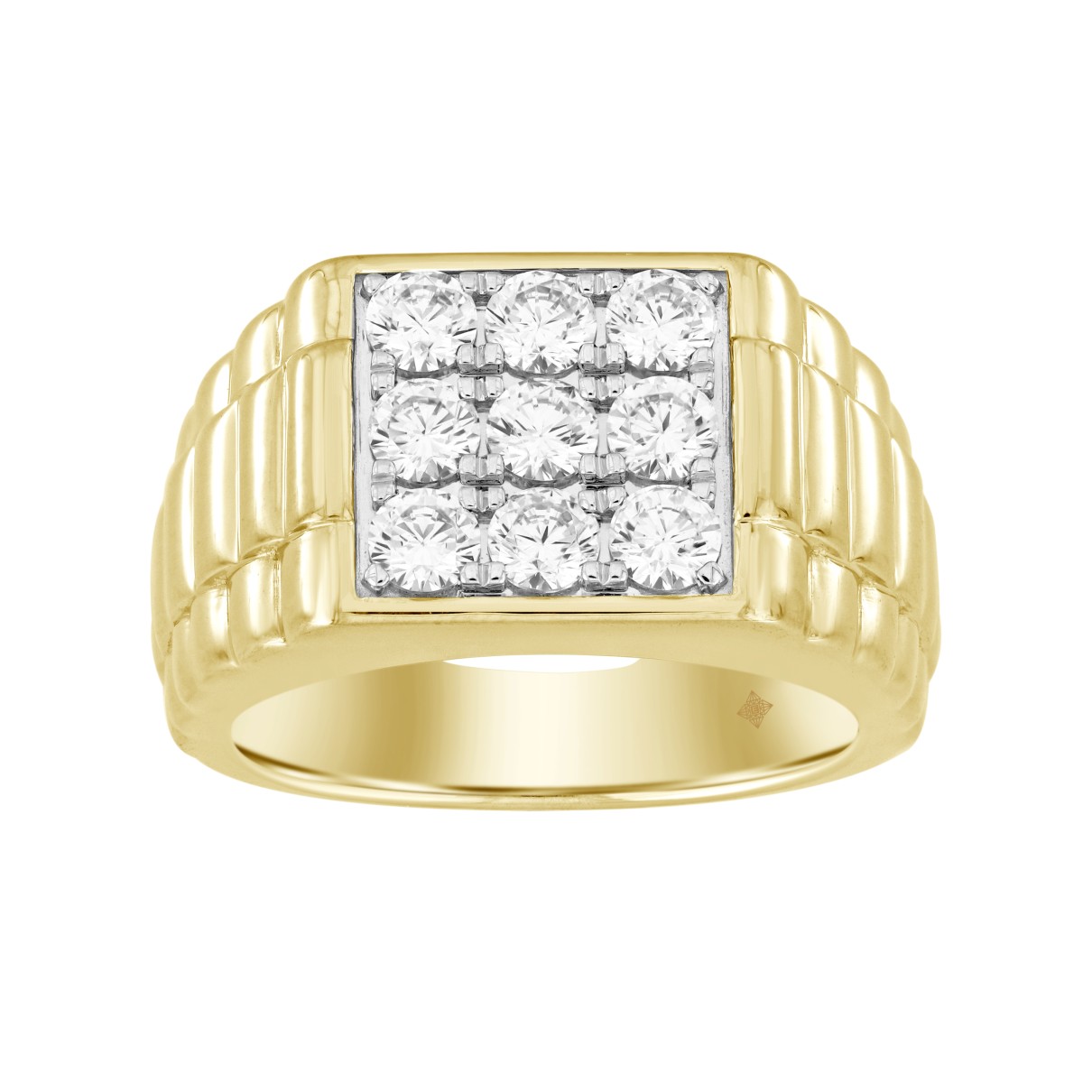 MEN'S RING 1 1/2CT ROUND DIAMOND 14K YELLOW GOLD