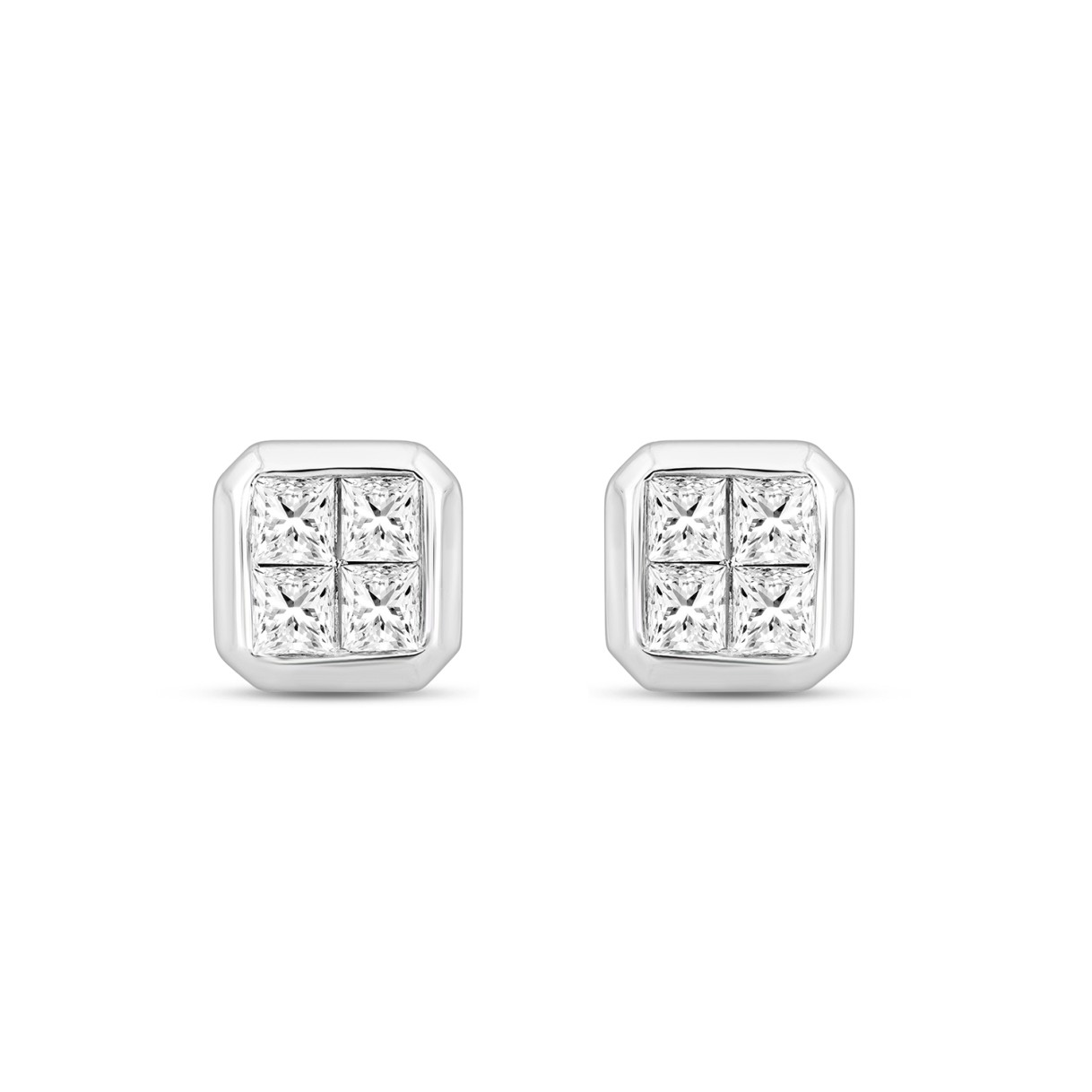 LADIES EARRINGS 1.00CT ROUND/PRINCESS DIAMOND 14K ...
