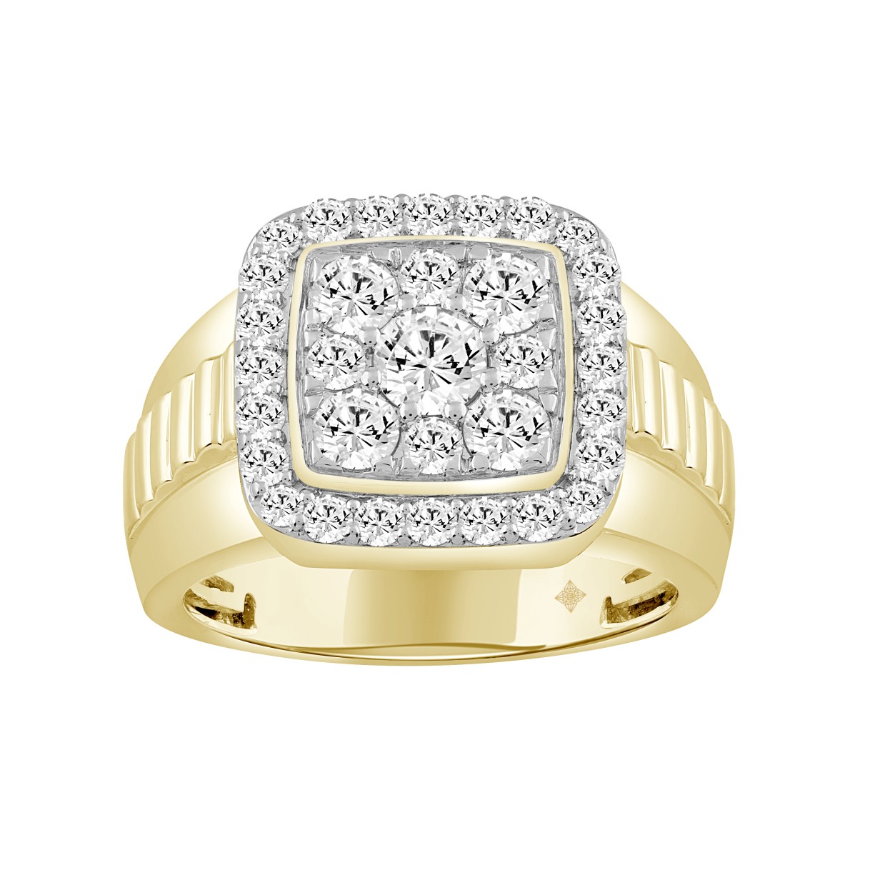 MEN'S RING 1 3/4CT ROUND DIAMOND 10K YELLOW GOLD...