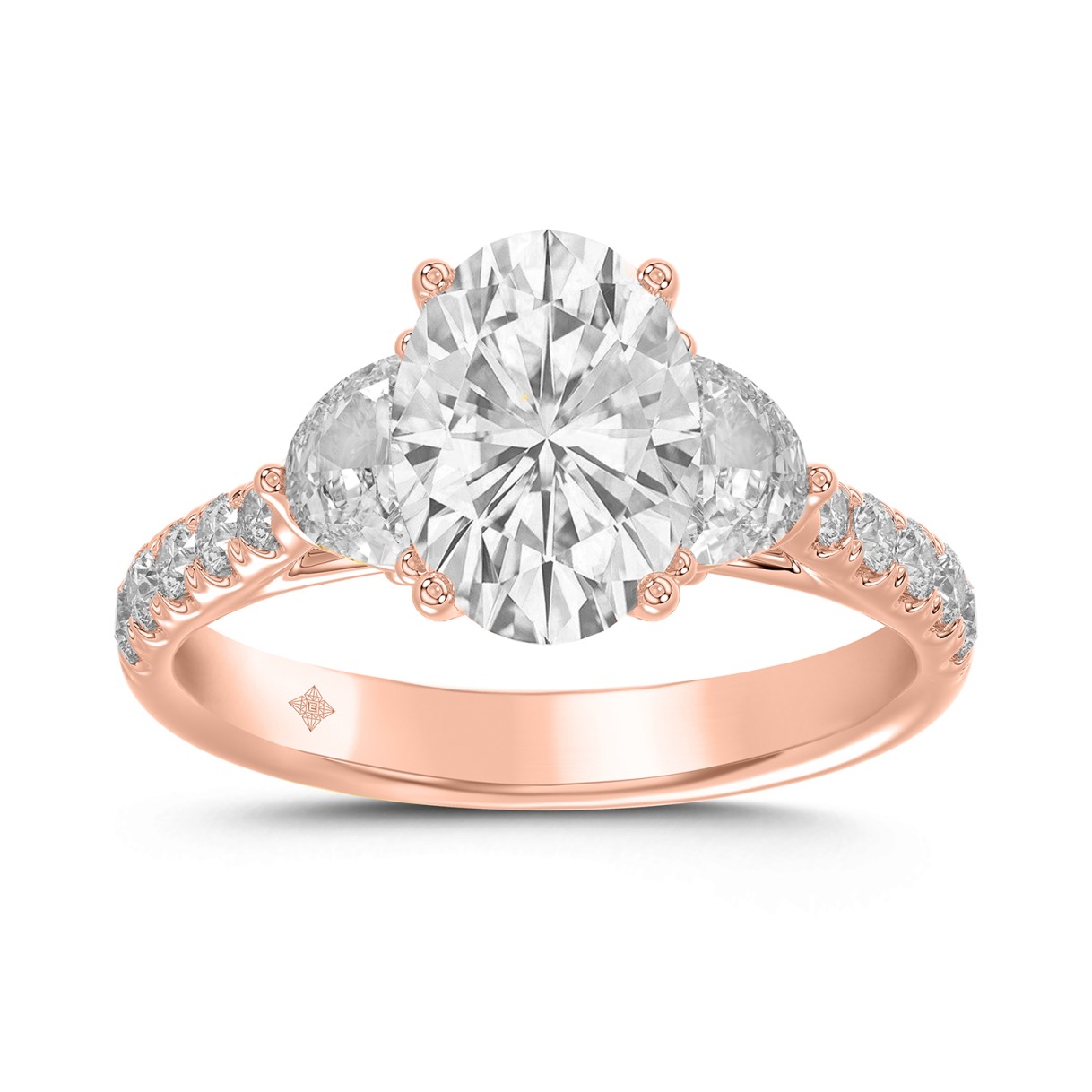 14K ROSE GOLD 3.00CT ROUND/OVAL/HALF MOON DIAMOND ...
