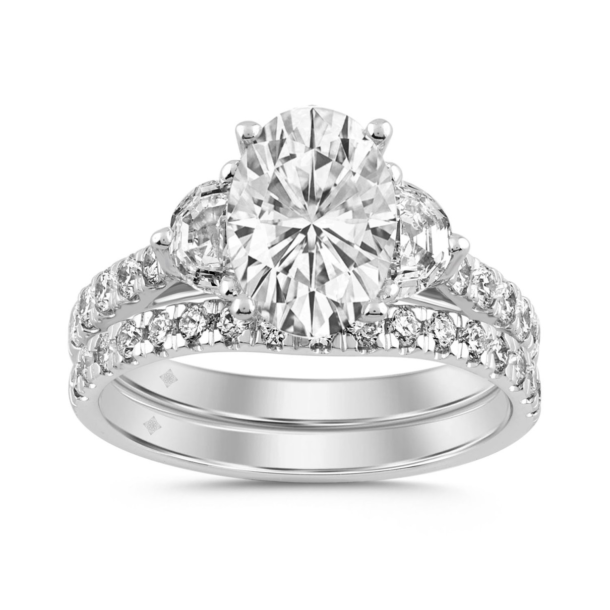 LADIES BRIDAL SET 3 1/3CT ROUND/OVAL/HALF MOON DIA...