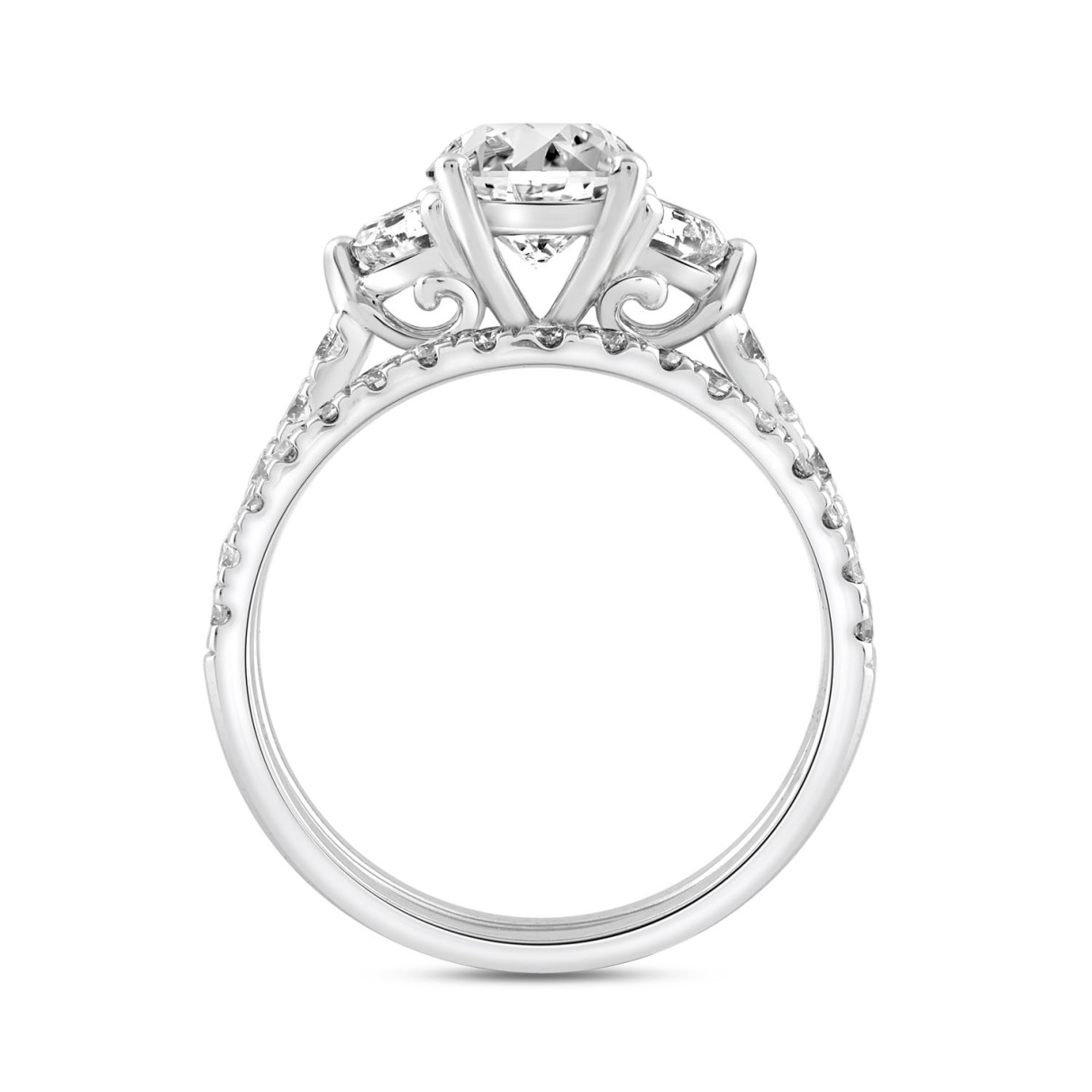 LADIES BRIDAL SET 3 1/3CT ROUND/OVAL/HALF MOON DIAMOND 14K WHITE GOLD (CENTER STONE OVAL DIAMOND 2CT )