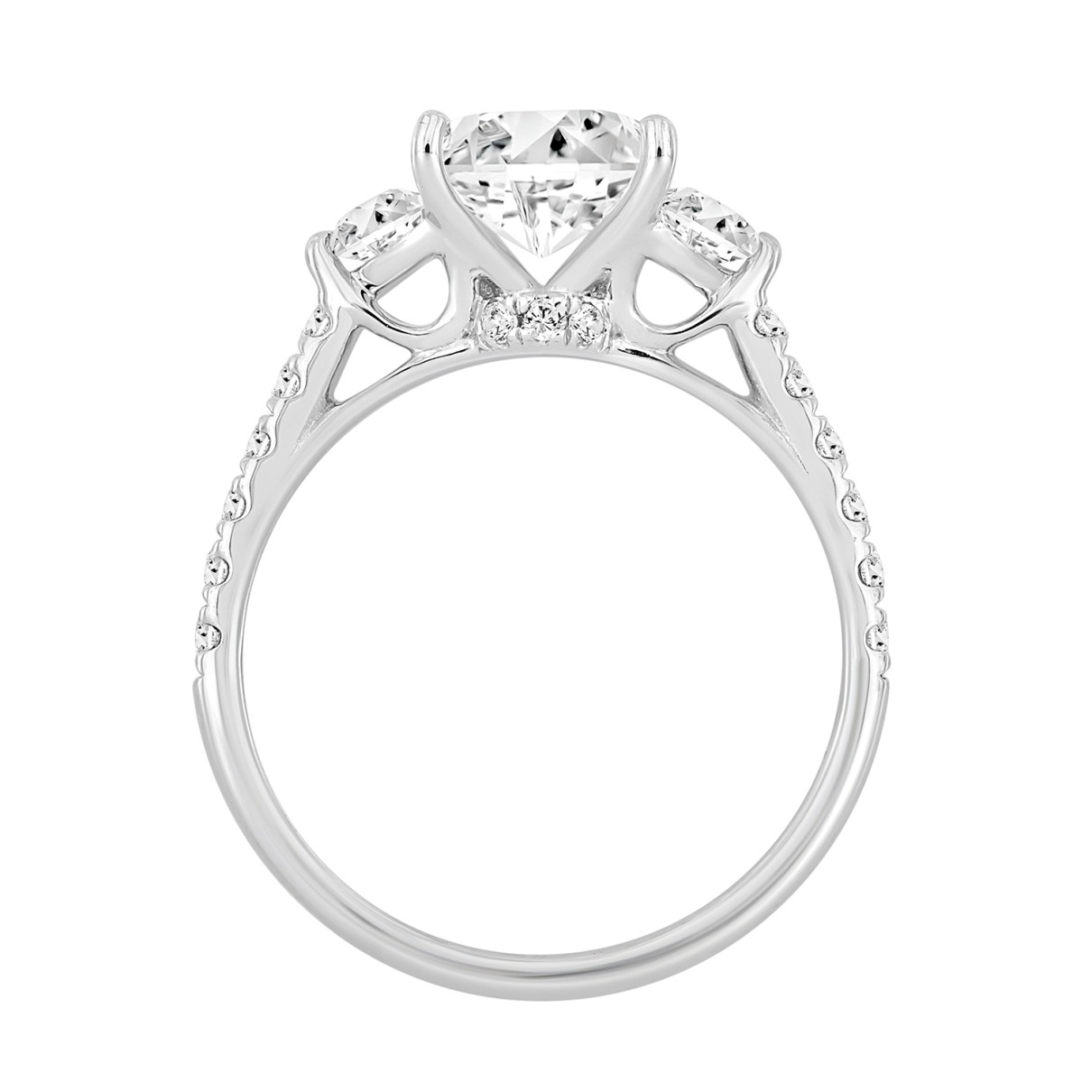 LADIES BRIDAL SET 3 1/3CT ROUND/PRINCESS HALF MOON DIAMOND 14K WHITE GOLD (CENTER STONE PRINCESS DIAMOND 2CT )