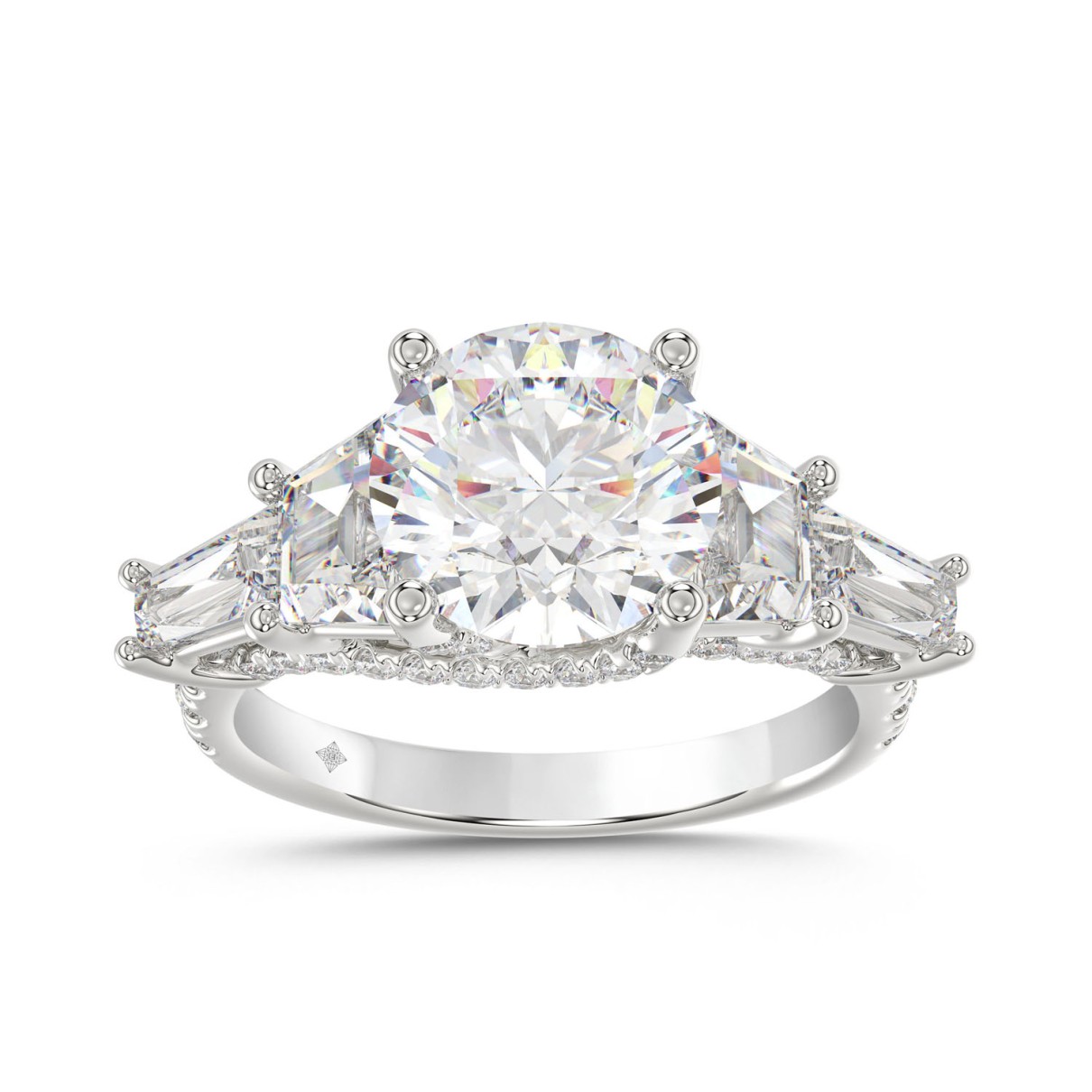 LADIES RING 3 3/4CT ROUND/TRAPEZOID/BAGUETTE DIAMO...