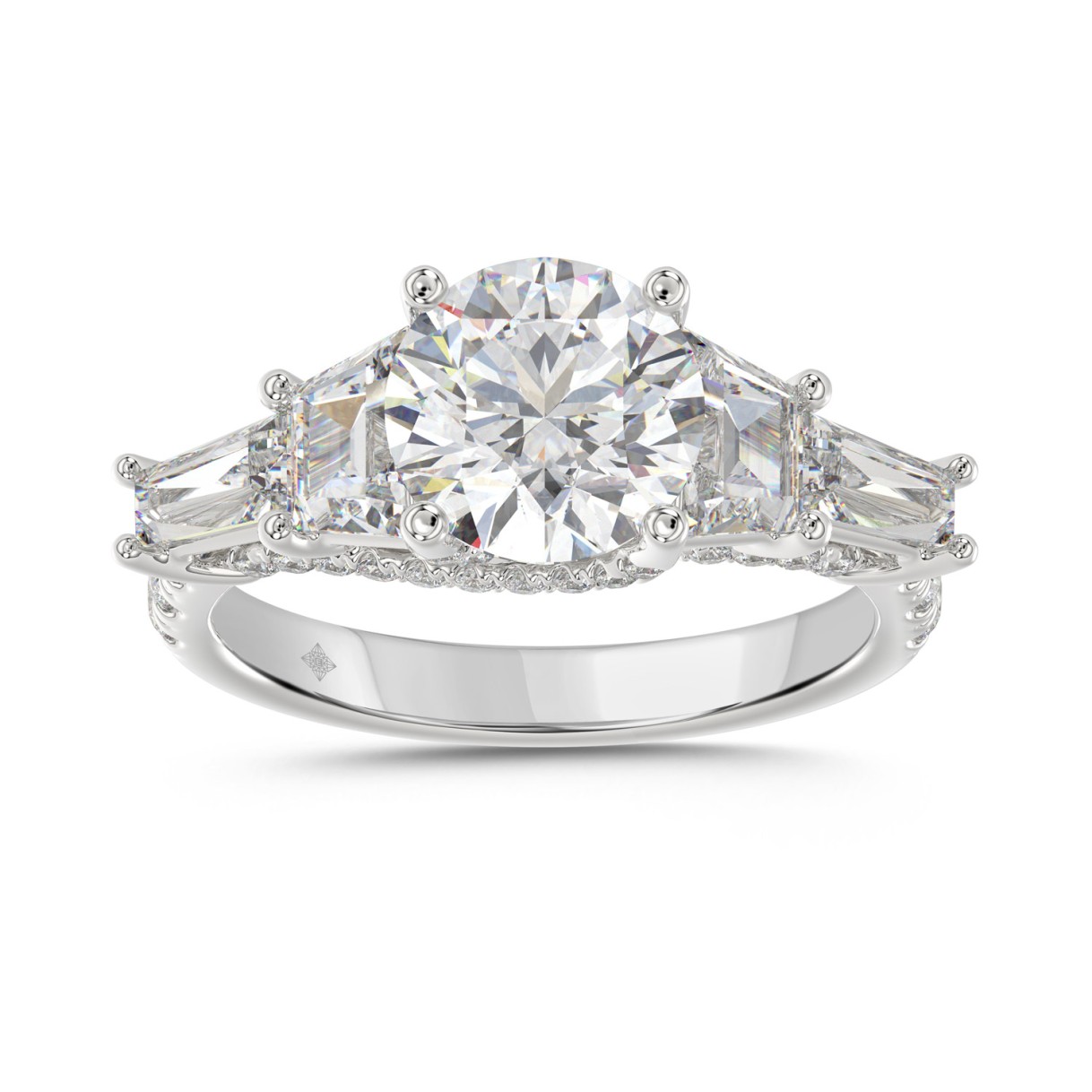 LADIES RING 3 3/4CT ROUND/TRAPEZOID/BAGUETTE DIAMO...