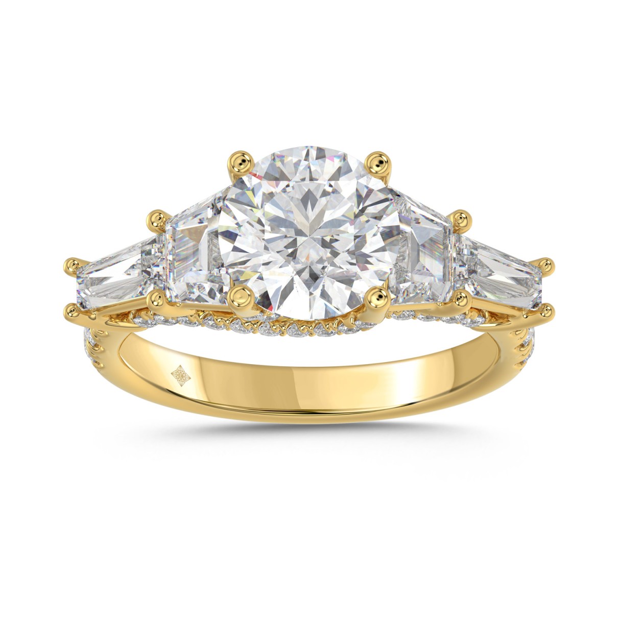 14K YELLOW GOLD 3 3/4CT ROUND/TRAPEZOID/BAGUETTE D...