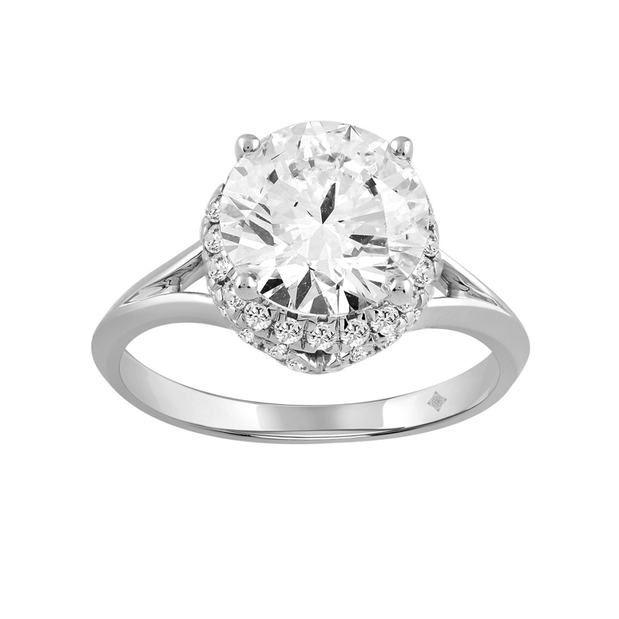 LADIES RING 3 3/8CT ROUND DIAMOND 14K WHITE GOLD (...