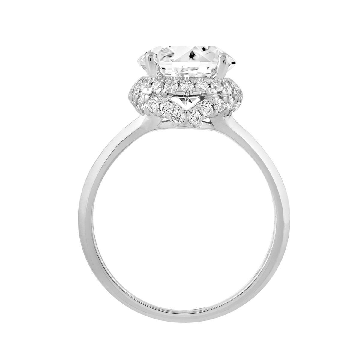 LADIES RING 3 3/8CT ROUND DIAMOND 14K WHITE GOLD (CENTER STONE ROUND DIAMOND 3CT )