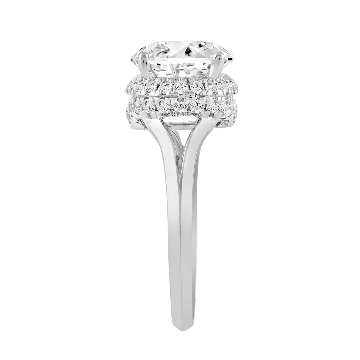 LADIES RING 3 3/8CT ROUND DIAMOND 14K WHITE GOLD (CENTER STONE ROUND DIAMOND 3CT )