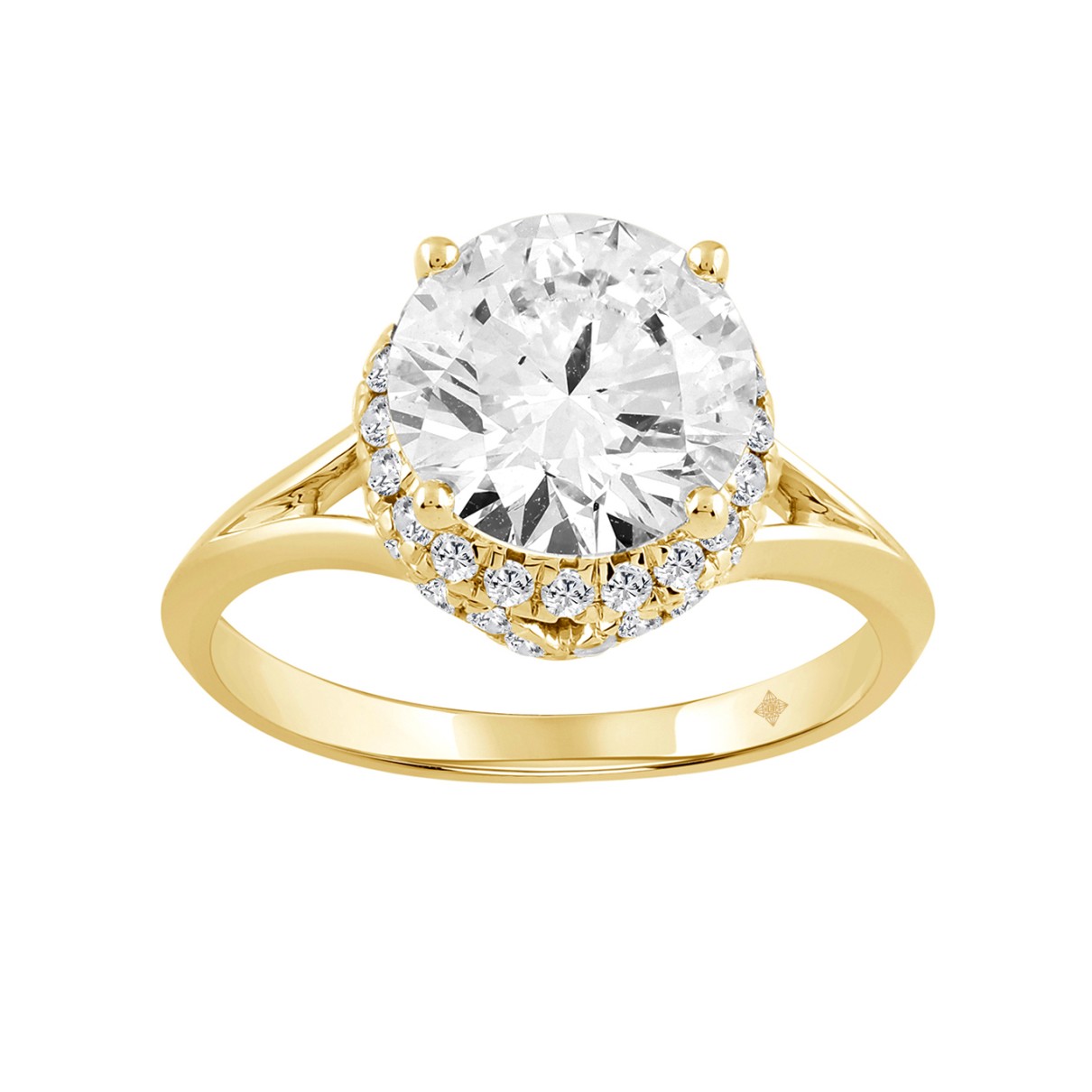 LADIES RING 3 3/8CT ROUND DIAMOND/14K YELLOW GOLD (CENTER STONE ROUND DIAMOND 3CT )