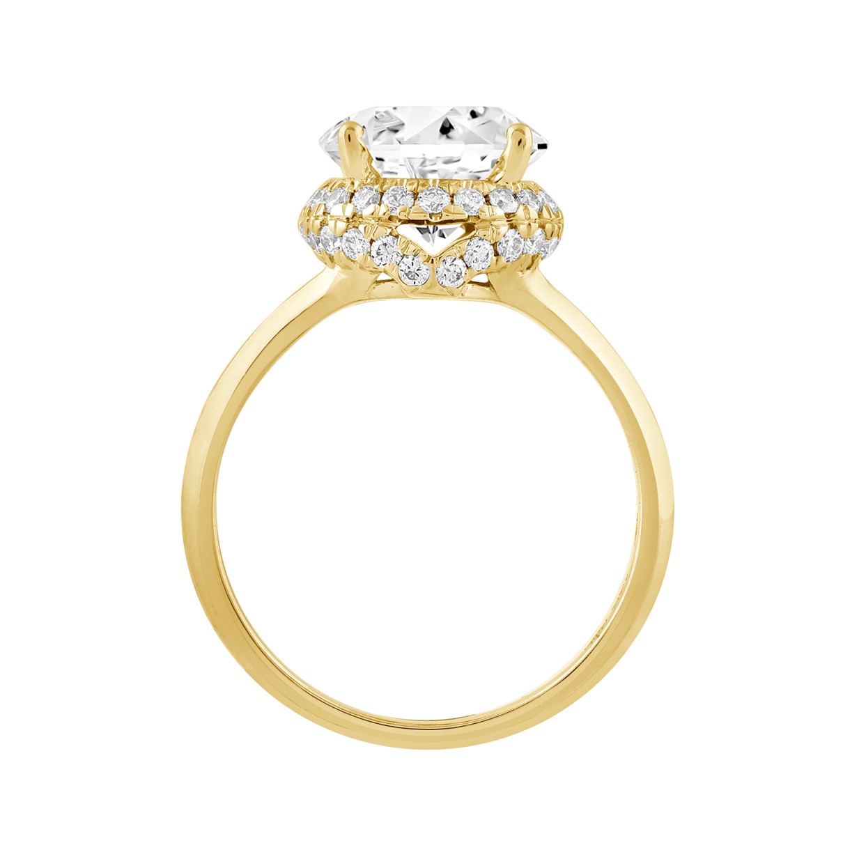 LADIES RING 3 3/8CT ROUND DIAMOND/14K YELLOW GOLD (CENTER STONE ROUND DIAMOND 3CT )