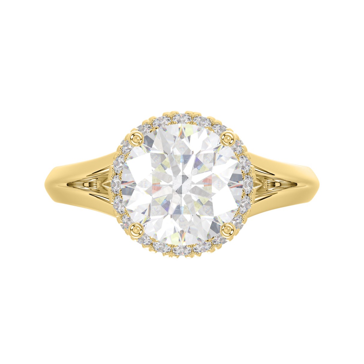 LADIES RING 3 3/8CT ROUND DIAMOND/14K YELLOW GOLD (CENTER STONE ROUND DIAMOND 3CT )