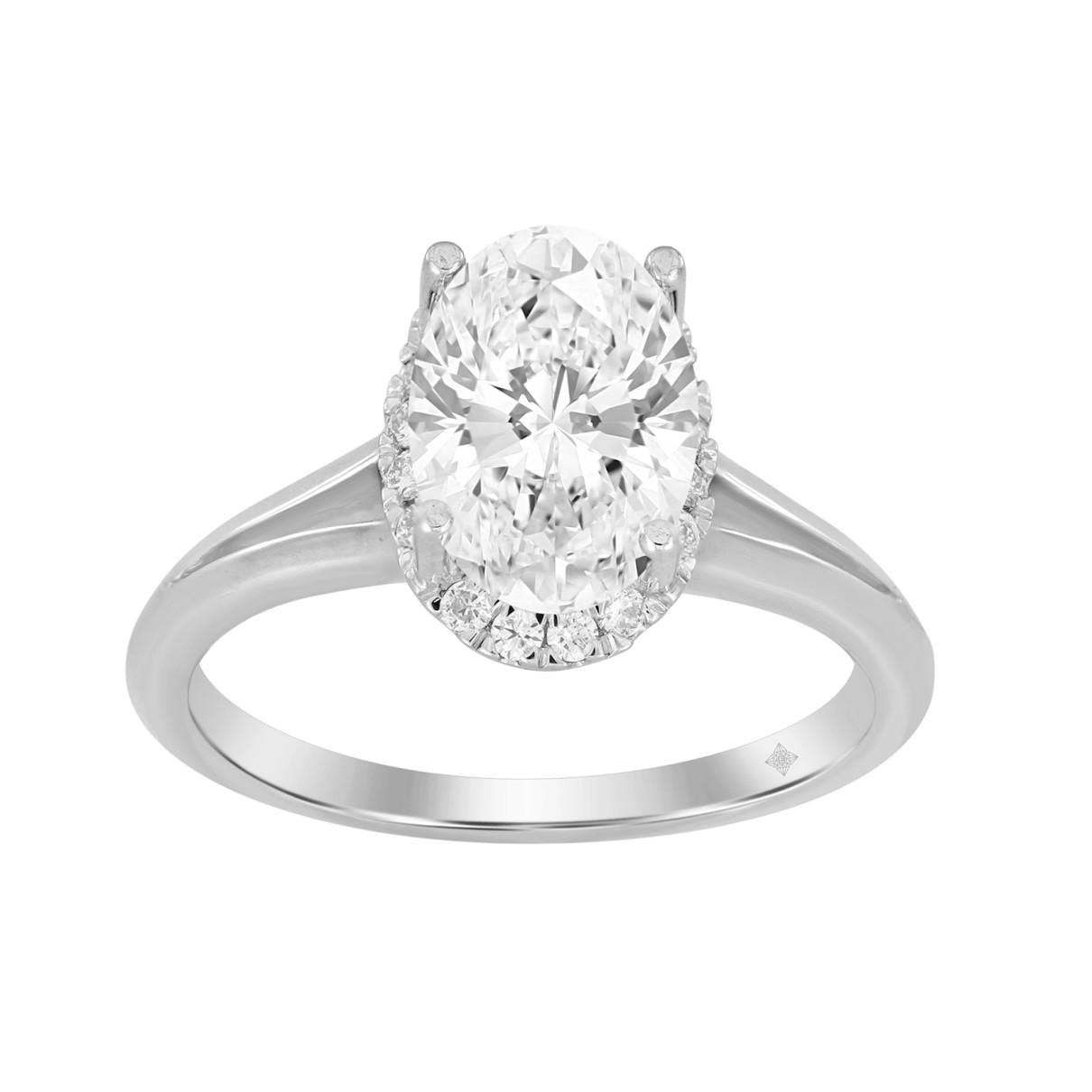 LADIES RING 2 1/6CT ROUND/OVAL DIAMOND 14K WHITE G...