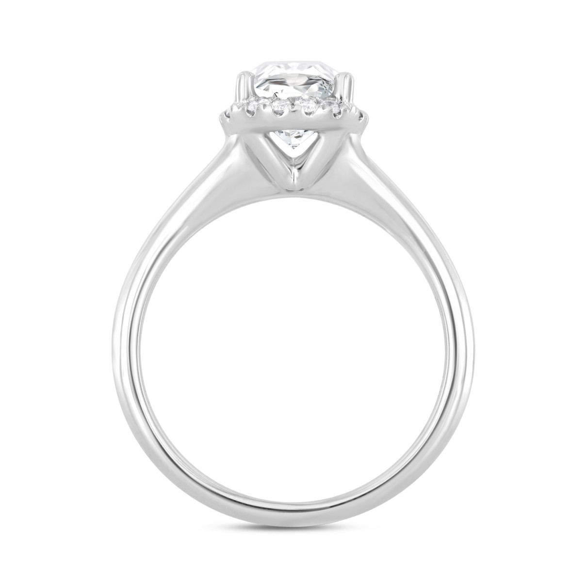 LADIES RING 2 1/6CT ROUND/OVAL DIAMOND 14K WHITE GOLD (CENTER STONE OVAL DIAMOND 2CT )