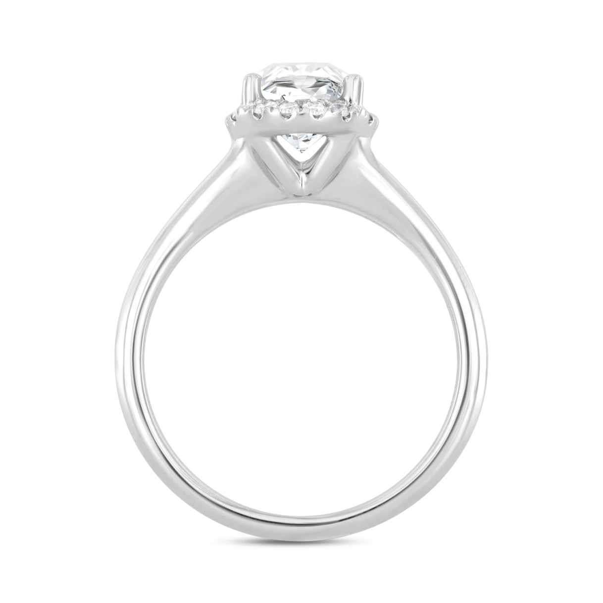 LADIES RING 2 1/6CT ROUND/OVAL DIAMOND 14K WHITE GOLD (CENTER STONE OVAL DIAMOND 2CT )