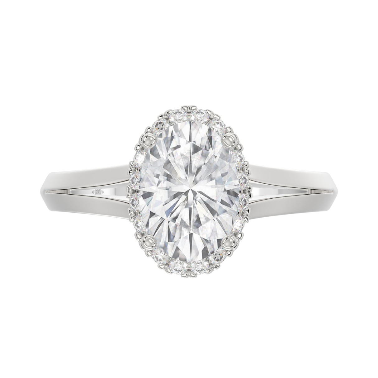 LADIES RING 2 1/6CT ROUND/OVAL DIAMOND 14K WHITE GOLD (CENTER STONE OVAL DIAMOND 2CT )