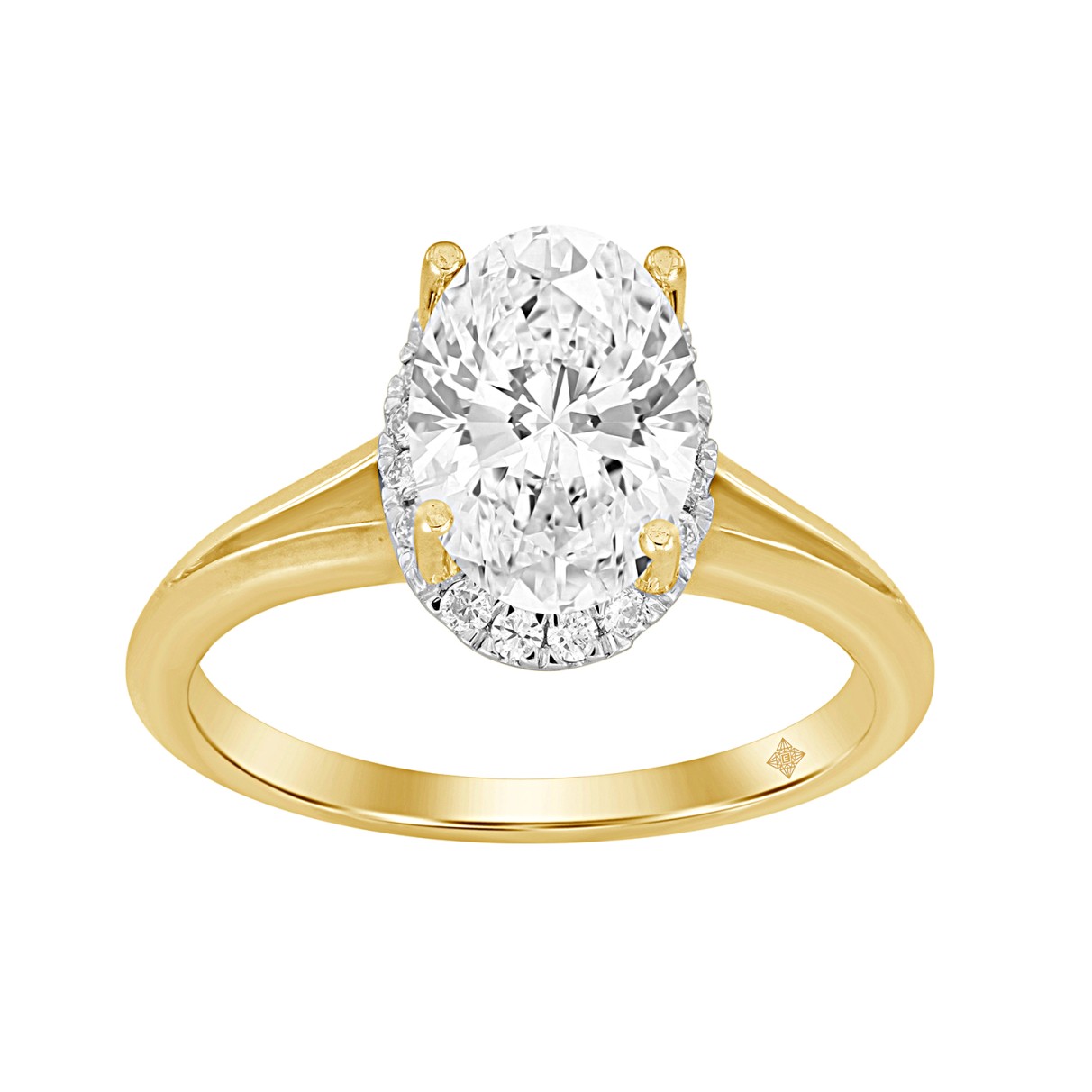 LADIES RING 2 1/6CT ROUND/OVAL DIAMOND 14K YELLOW ...