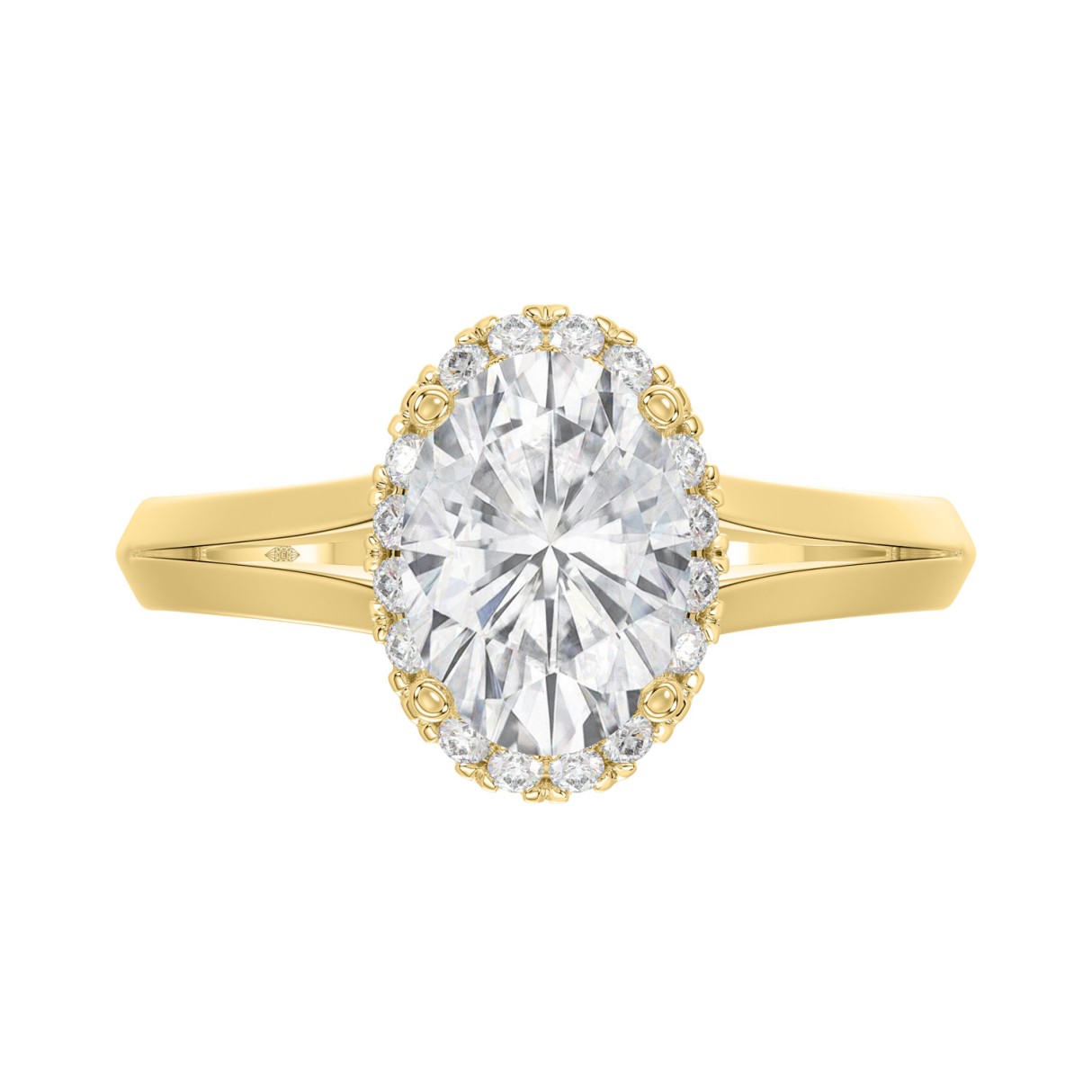 LADIES RING 2 1/6CT ROUND/OVAL DIAMOND 14K YELLOW GOLD (CENTER STONE OVAL DIAMOND 2CT )