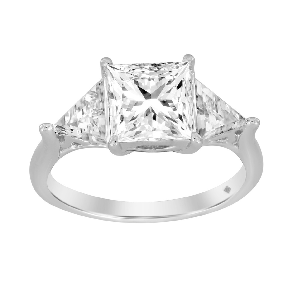 LADIES RING 3CT PRINCESS/TRILLION DIAMOND 14K WHIT...