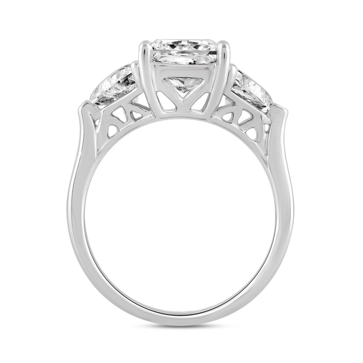 LADIES RING 3CT PRINCESS/TRILLION DIAMOND 14K WHITE GOLD (CENTER STONE PRINCESS DIAMOND 2CT )