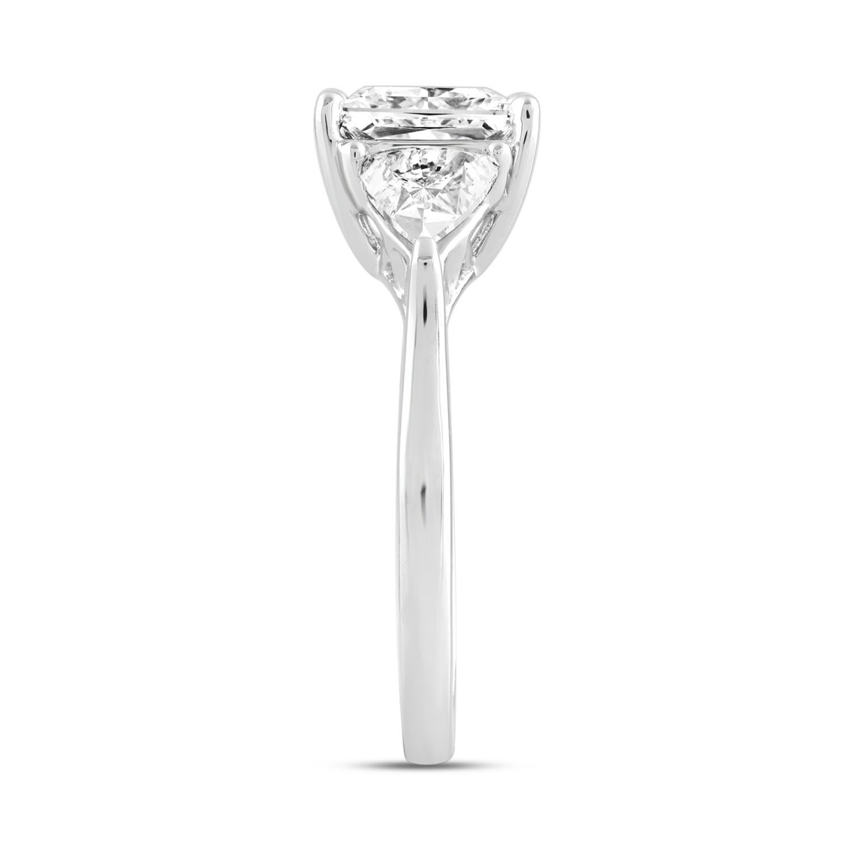 LADIES RING 3CT PRINCESS/TRILLION DIAMOND 14K WHITE GOLD (CENTER STONE PRINCESS DIAMOND 2CT )