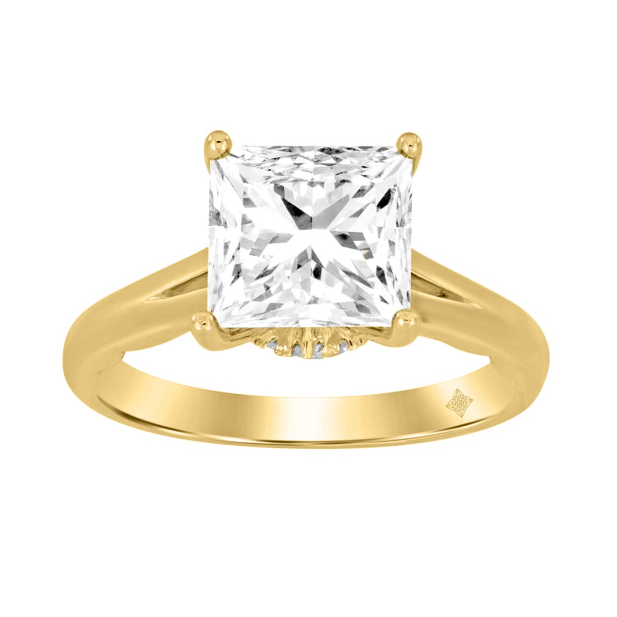 LADIES RING 2CT ROUND/PRINCESS DIAMOND 14K YELLOW ...