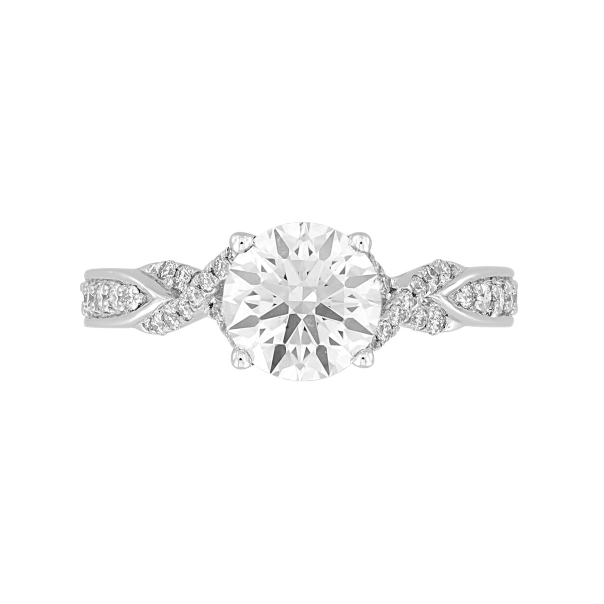 LADIES RING 1 3/4CT ROUND DIAMOND 14K WHITE GOLD (CENTER STONE ROUND DIAMOND 1 1/2CT )