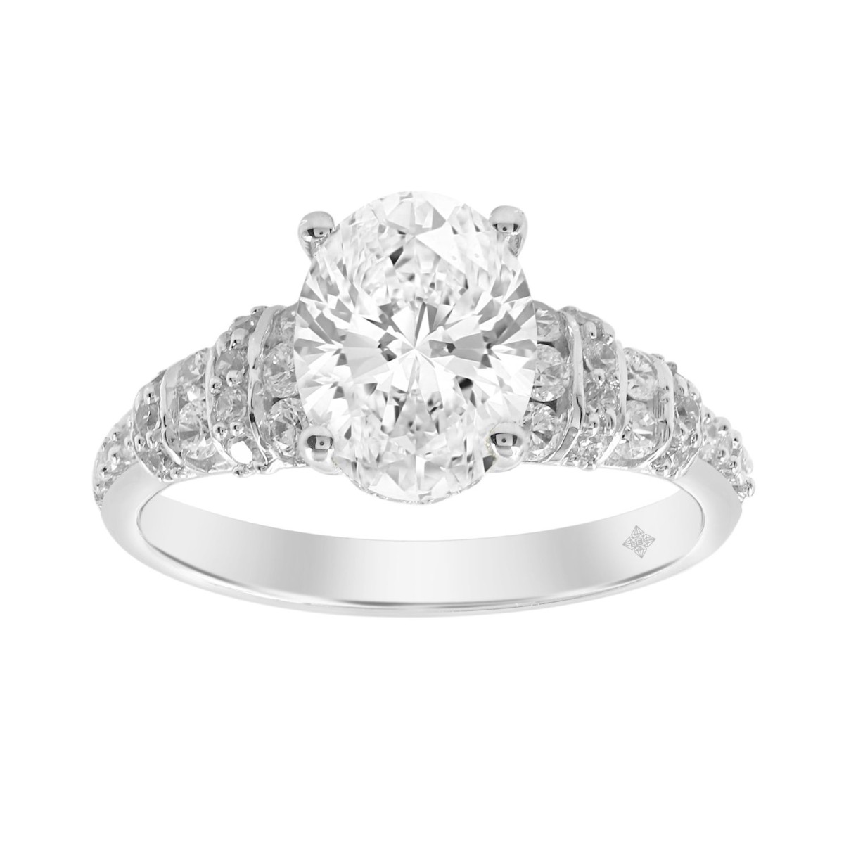 LADIES RING 2 1/2CT ROUND/OVAL DIAMOND 14K WHITE G...