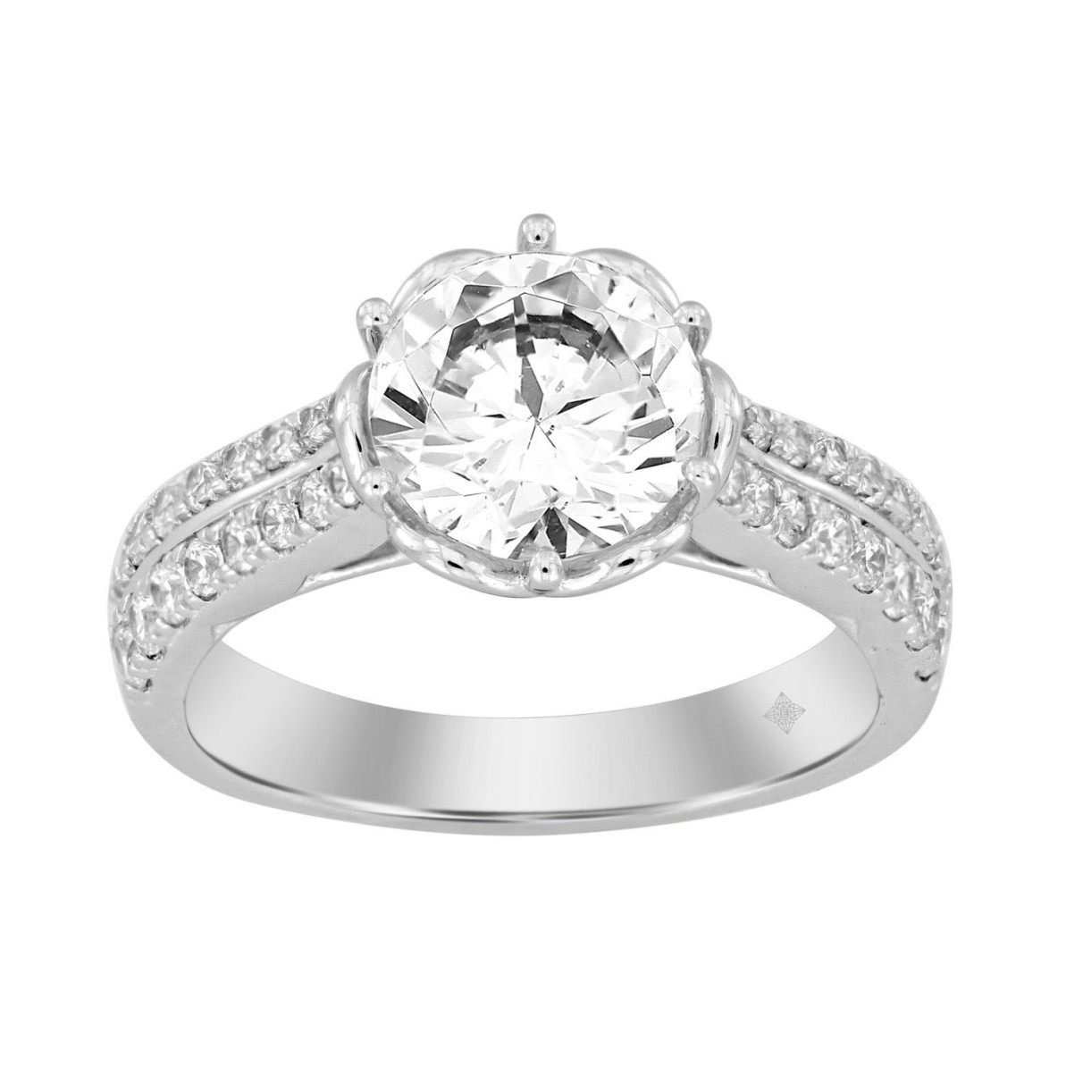 LADIES RING 2 1/2CT ROUND DIAMOND 14K WHITE GOLD (...