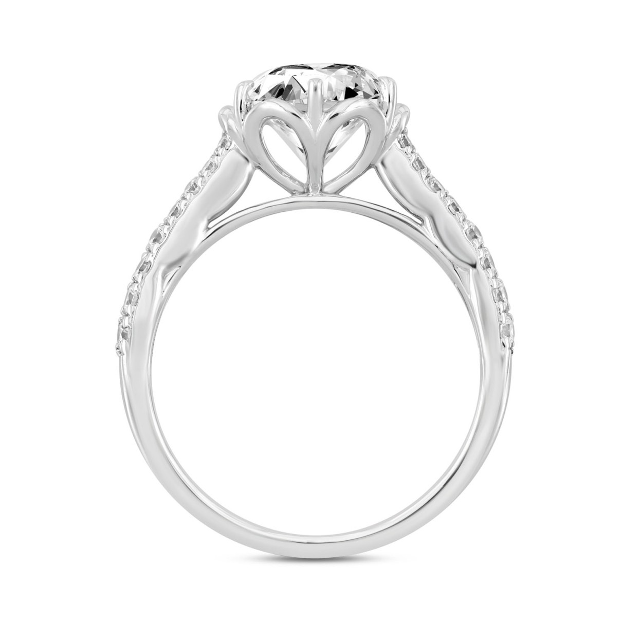 LADIES RING 2 1/2CT ROUND DIAMOND 14K WHITE GOLD (CENTER STONE ROUND DIAMOND 2CT )