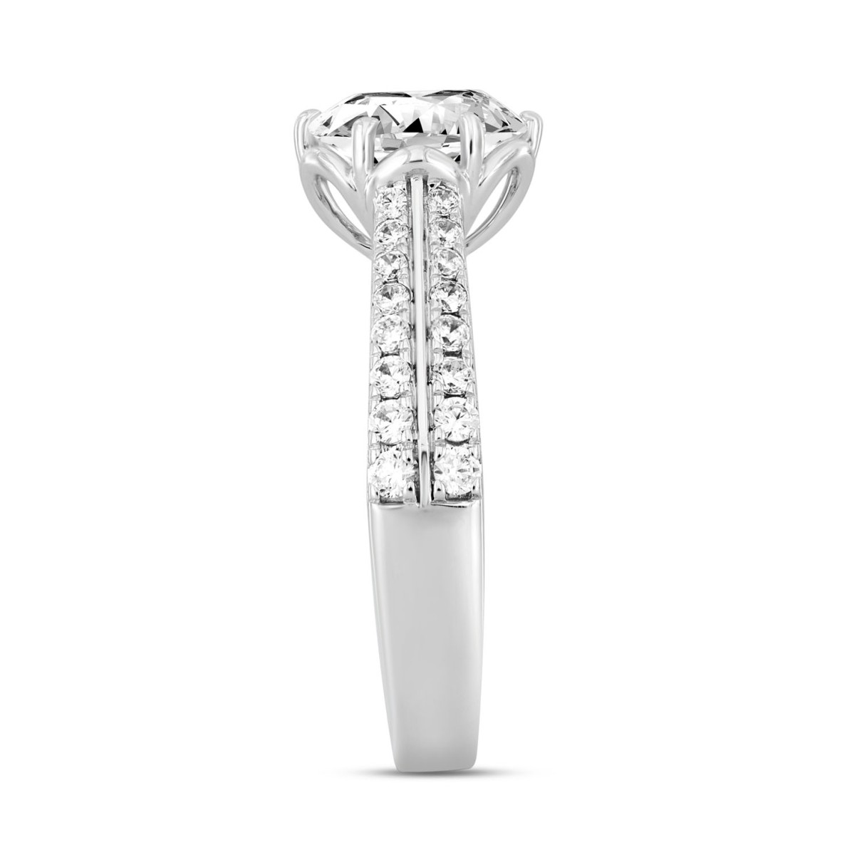 LADIES RING 2 1/2CT ROUND DIAMOND 14K WHITE GOLD (CENTER STONE ROUND DIAMOND 2CT )