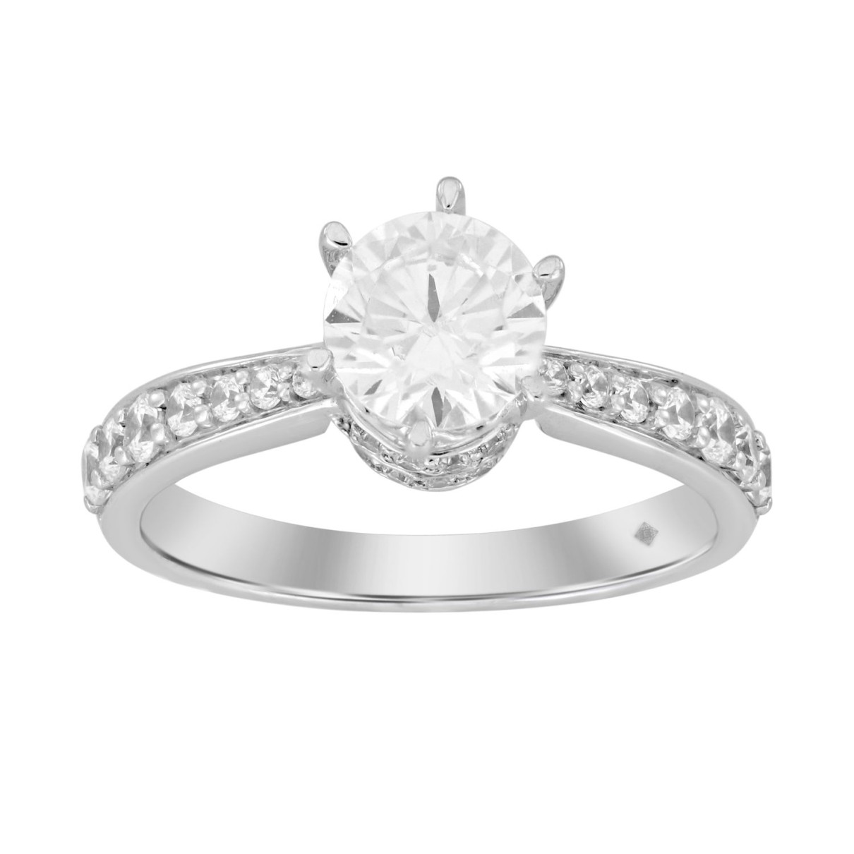 LADIES RING 1 1/2CT ROUND DIAMOND 14K WHITE GOLD (CENTER STONE ROUND DIAMOND 1CT)