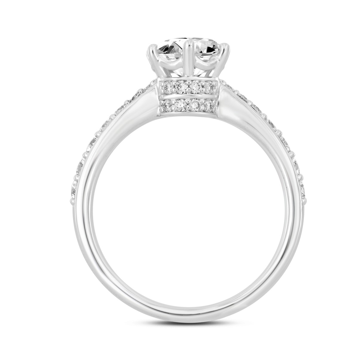 LADIES RING 1 1/2CT ROUND DIAMOND 14K WHITE GOLD (CENTER STONE ROUND DIAMOND 1CT)