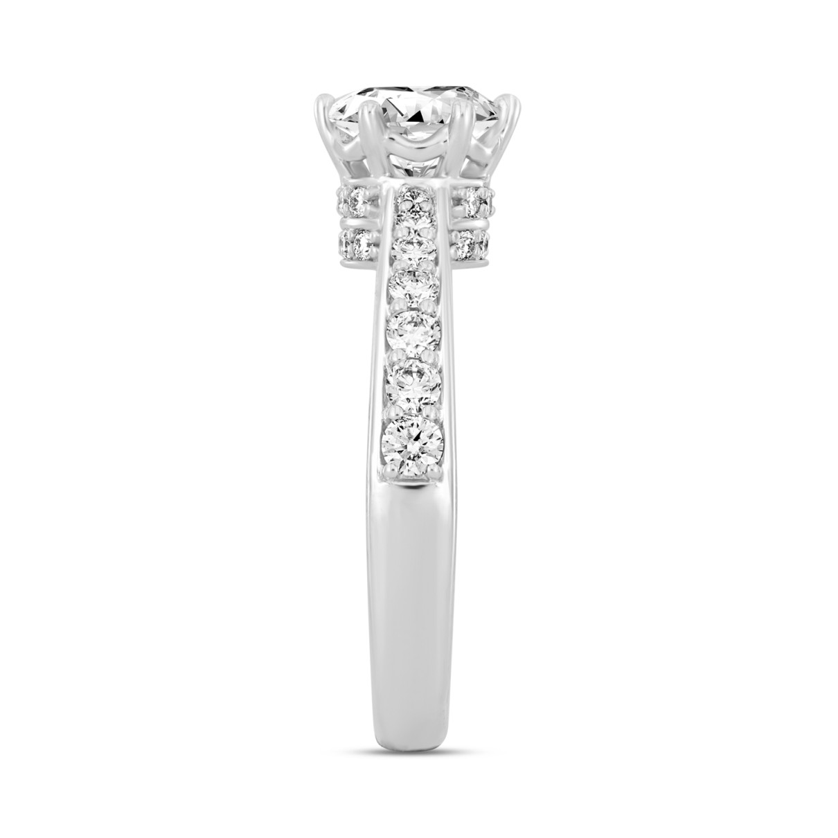 LADIES RING 1 1/2CT ROUND DIAMOND 14K WHITE GOLD (CENTER STONE ROUND DIAMOND 1CT)